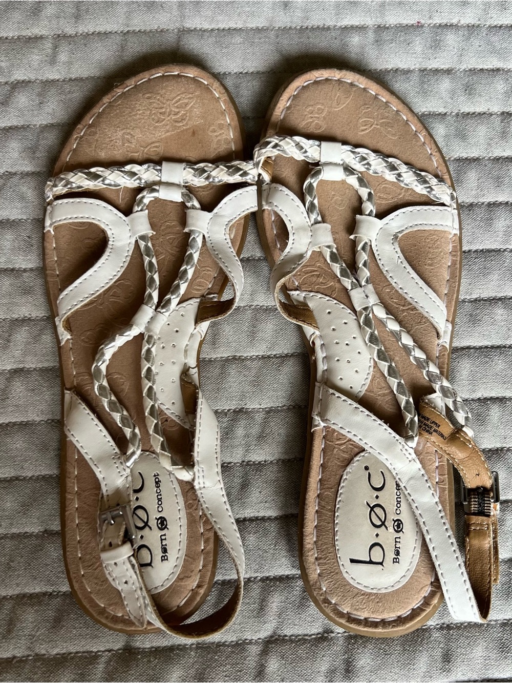 b.o.c. Braided White Leather Sandals